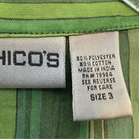 Chico's Vibrant Green Striped Shirt size 3 - Picture 5 of 10
